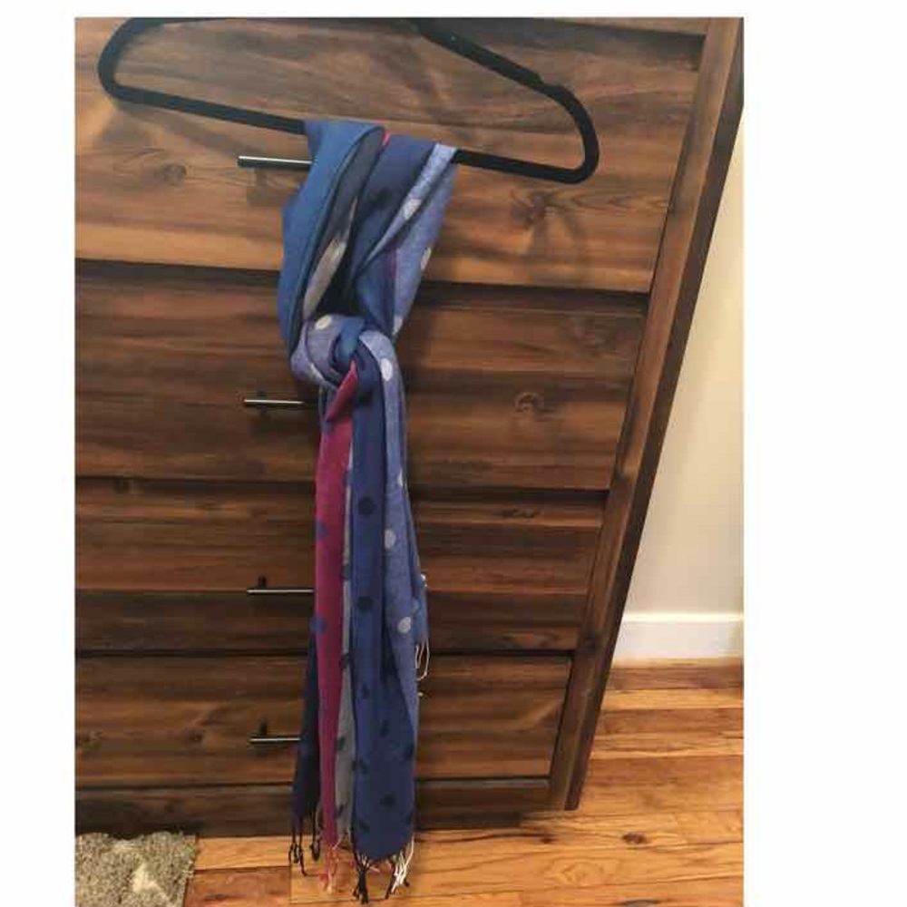 Blue and pink polka dot scarf